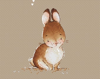 Pretty Bunny cross stitch pattern Cute brown rabbit cross stitch baby bunny cross stitch pattern by SVStitch