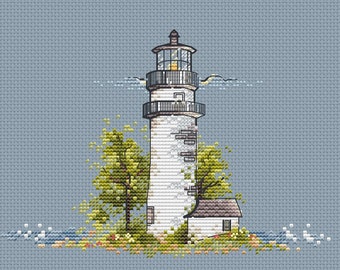Phare blanc point de croix motif mer point de croix phare motif paysage point de croix chambre décor phare point motif