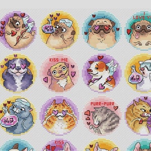 Dog with heart cross stitch pattern