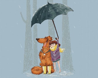 Girl and her Dog true friends cross stitch pattern gift for dog lover cross stitch girl with dog cross stitch pattern by SVStitch