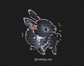黒ウサギのクロスステッチパターンPDFバンドル - 黒ウサギ + 垂れ耳黒