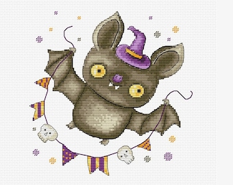 Funny bat cross stitch pattern