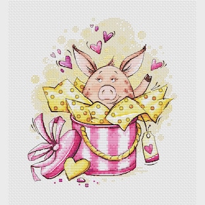 Sweet Pig cross stitch pattern cross stitch gift for pig lover sweets box pattern pdf funny pig cross stitch pattern girl nursery decor pig
