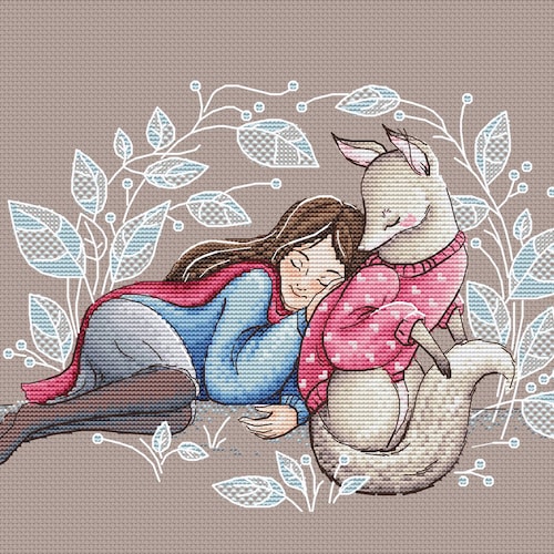 Kit De Point De Croix 'Petite Fille Déguisée En Chat' - Toile 14ct - Loisir Créatif