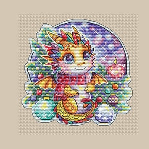 Christmas dragon cross stitch pattern