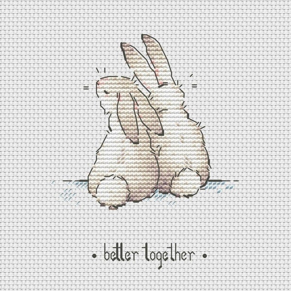 Pair of bunnies cross stitch pattern bunnies in love cross stitch