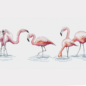 Cross stitch Flamingo cross stitch birds cross stitch pink flamingos embroidery pattern flamingo