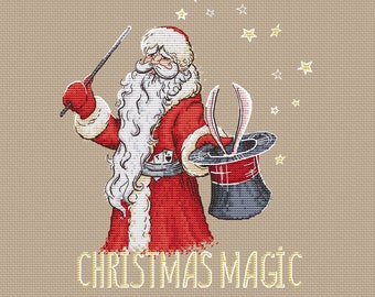 Santa Christmas cross stitch pattern Santa magician cross stitch Christmas instant download pdf pattern Santa cross stitch pattern Christmas
