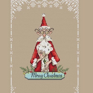 Santa Merry Christmas cross stitch pattern