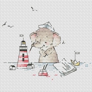 Baby boy with lighthouse cross stitch pattern little sailor cross stitch elephant cross stitch