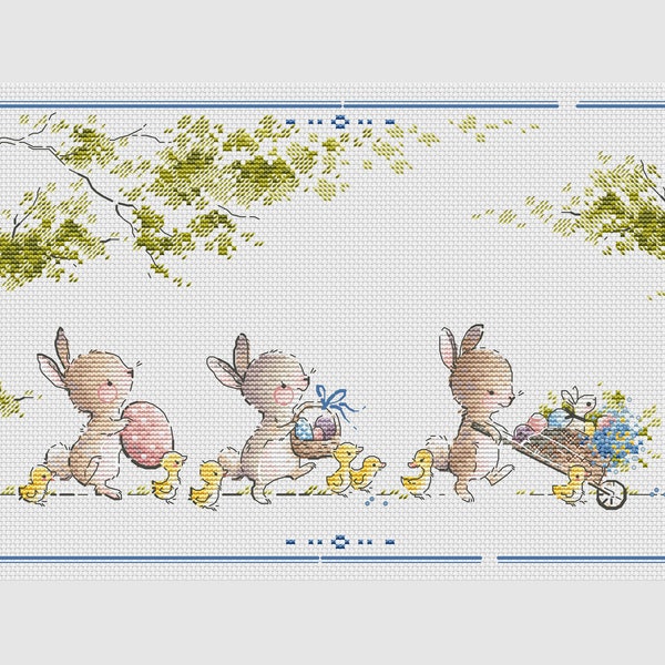 Easter bunny cross stitch pattern Easter ornament cross stitch pattern Easter cross stitch bunny with egg cross stitch cute Easter march