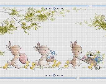 Easter bunny cross stitch pattern Easter ornament cross stitch pattern Easter cross stitch bunny with egg cross stitch cute Easter march