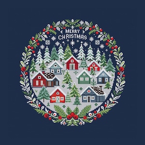 Christmas village cross stitch pattern