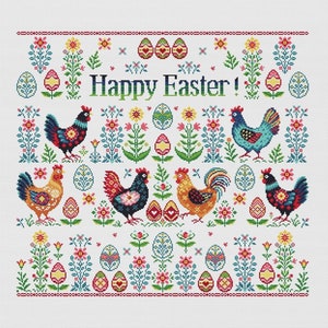 Easter chicken cross stitch pattern