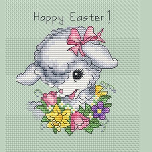 Easter lamb cross stitch pattern happy Easter cross stitch cute lamb cross stitch