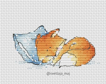 Sleeping fox cross stitch pattern