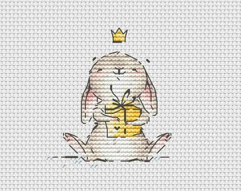 Little Princess Bunny cross stitch pattern bunny with crown cross stitch princess cross stitch