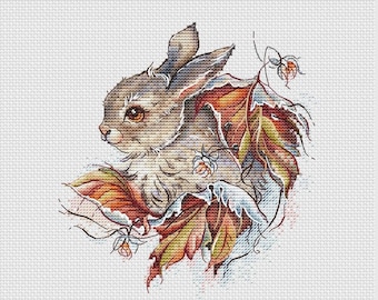 Modèle de point de croix lapin d'automne