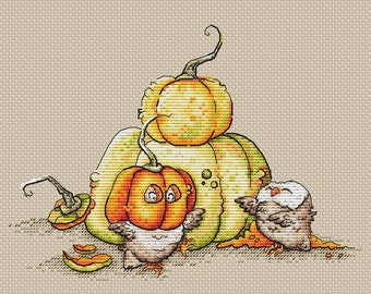 Cute owl cross stitch pattern Halloween fun cross stitch Halloween ornament cross stitch cute Halloween pumpkin cross stitch Halloween decor