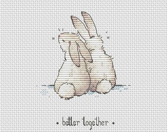 Pair of bunnies cross stitch pattern bunnies in love cross stitch