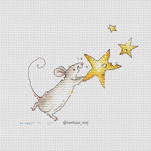 Mouse reaching for star cross stitch pattern