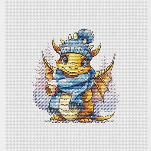 Cute winter dragon cross stitch pattern