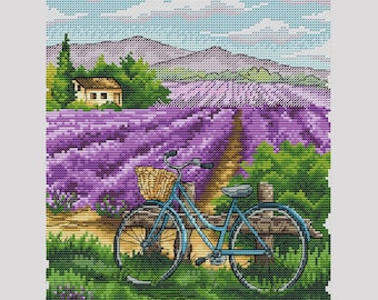 Lavender field cross stitch pattern