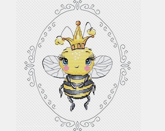 Reine des abeilles grille point de croix abeille mignonne point de croix