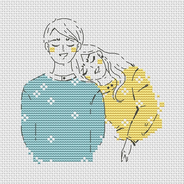 Young couple cross stitch pattern boy and girl cross stitch happy lovers cross stitch love cross stitch