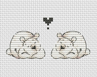 Sleeping polar bears cross stitch pattern pair of polar bears cross stitch cute bears pattern