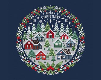 Weihnachtsdorf Kreuzstichmuster