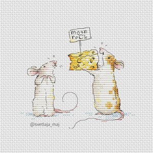 Mice with cheese cross stitch pattern
