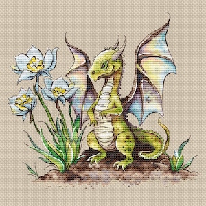 Little flower dragon cross stitch pattern