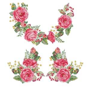 Roses ornament cross stitch pattern clothes decoration cross stitch floral ornament cross stitch