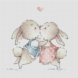 Rabbit wedding cross stitch pattern kissing bunnies cross stitch bunnies in love cross stitch