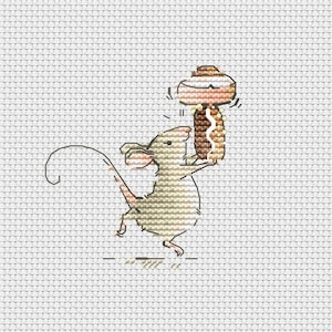Souris au point de croix avec motif de point de croix bonbon joyeux anniversaire souris décoration de serviette au point de croix