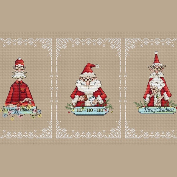 Cute Santa set of cross stitch patterns