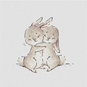 Besties cross stitch pattern pair of cute rabbits cross stitch