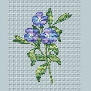 Periwinkle cross stitch pattern blue flowers cross stitch small flowers cross stitch flower ornament