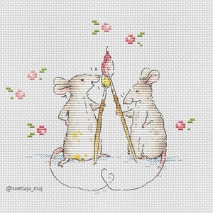 Pair of mice cross stitch pattern