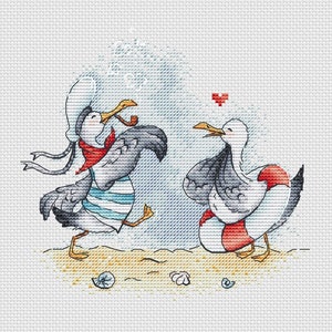 Brave sailor cross stitch pattern seagull sailor cross stitch