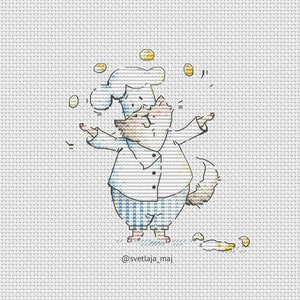 Cat cook cross stitch pattern