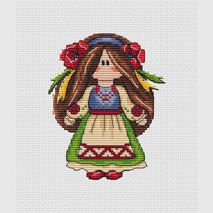 Doll in Ukrainian dress cross stitch pattern