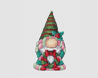 Christmas gnome cross stitch pattern