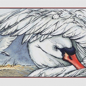 White swan cross stitch pattern beautiful swan cross stitch swan portrait cross stitch