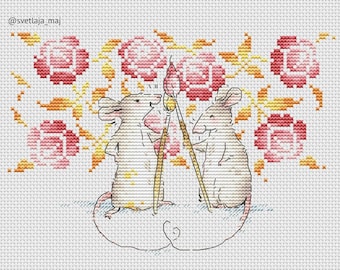 Cute artist cross stitch pattern
