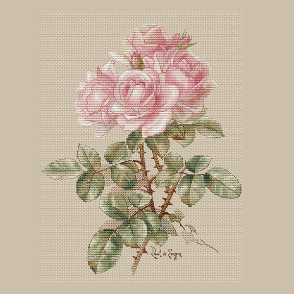 Vintage roses cross stitch pattern