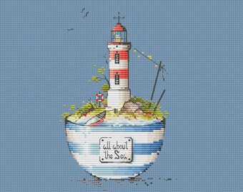 Miniatyr fyr korsstygnsmönster tekopp trädgård korsstygn fyr i kopp korsstygn
