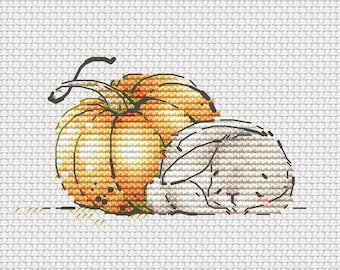 Cute Halloween bunny cross stitch pattern bunny with pumpkin cross stitch