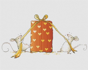 Lindos ratones punto de cruz patrón regalo de Navidad punto de cruz ratón punto de cruz tarjeta divertida punto de cruz regalo punto de cruz patrón de Navidad